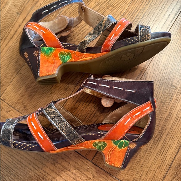 Corkys Women's Sandals - Orange and Brown Strappy Design - Picture 3 of 4